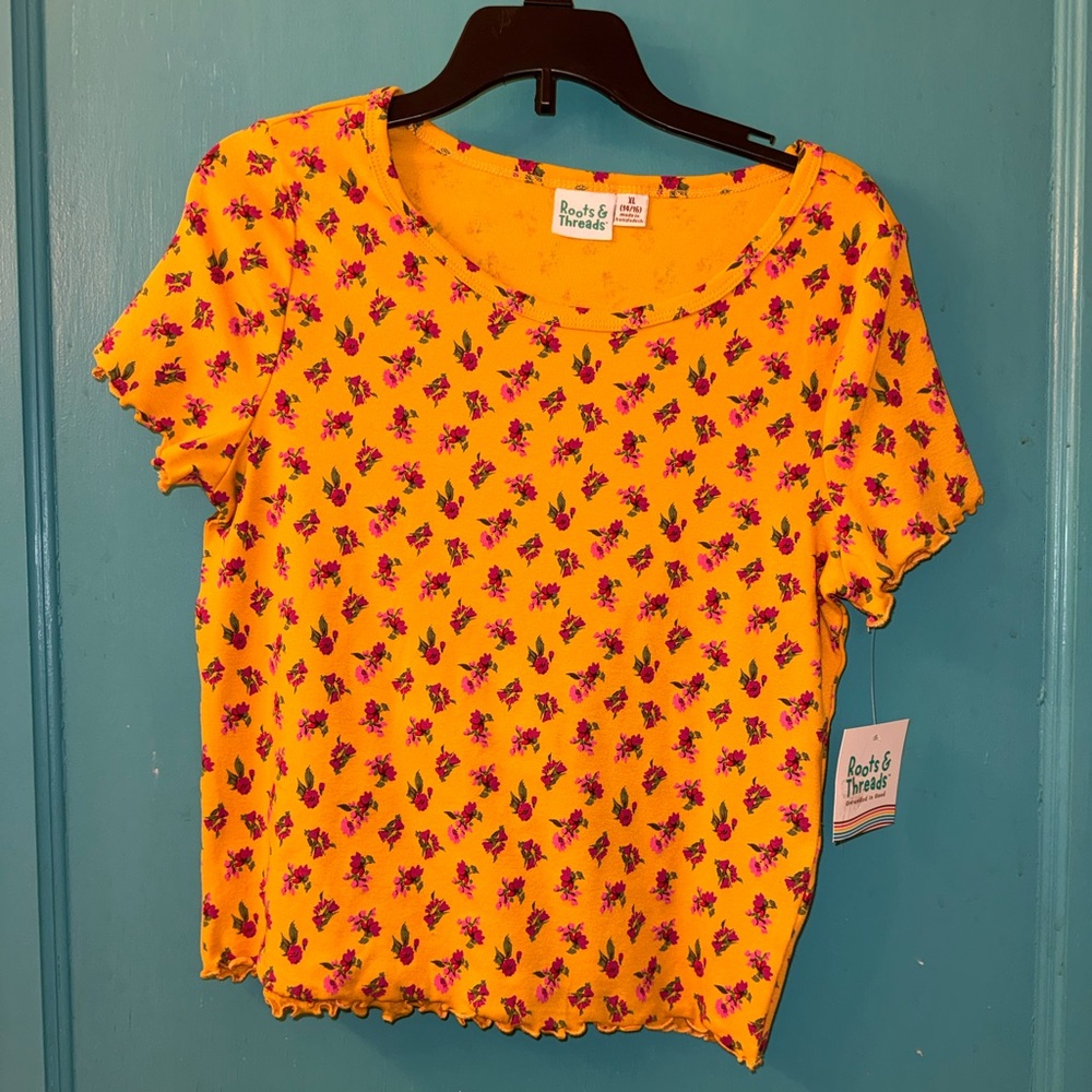 Kids Yellow Floral Short Sleeve Tee